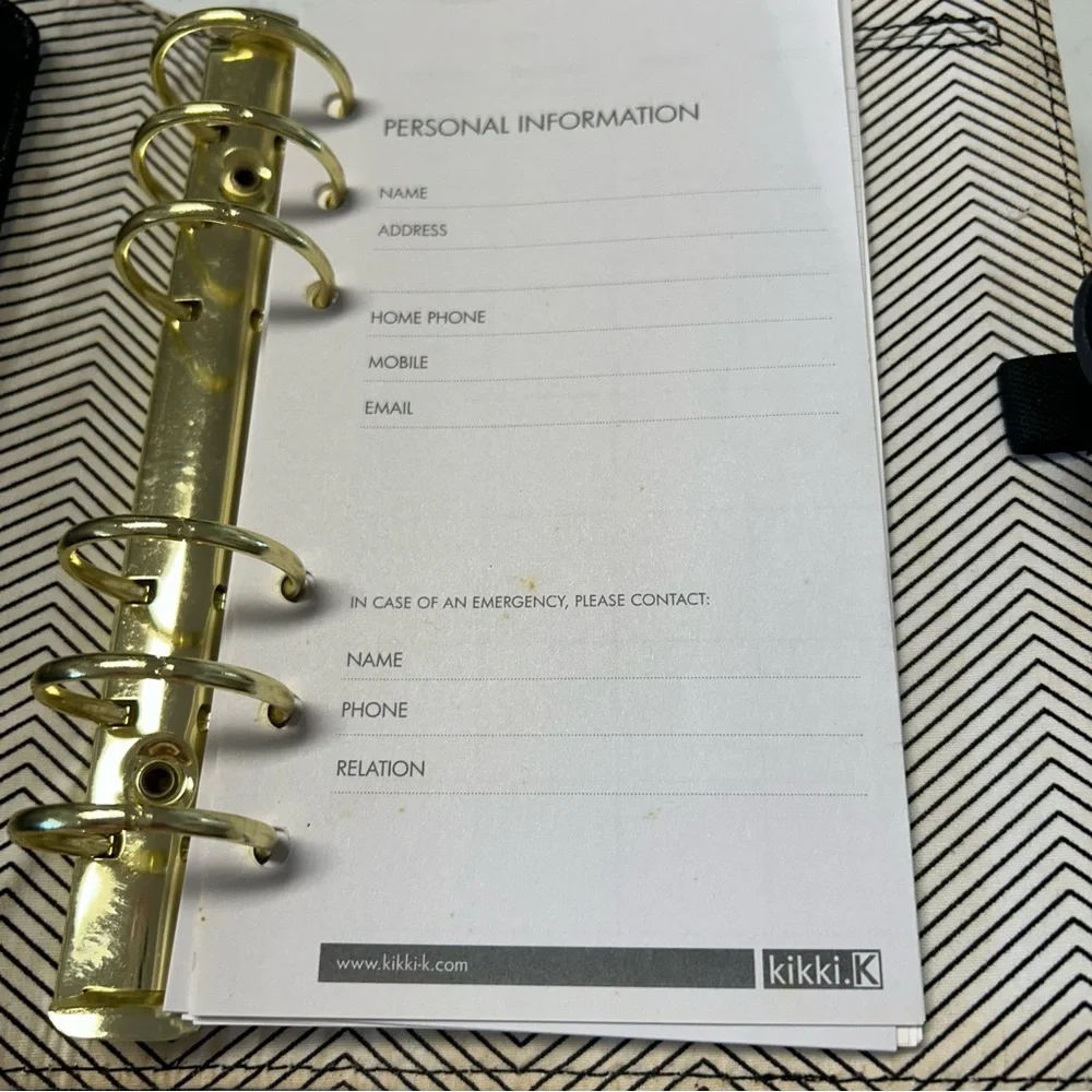 Kikki K Black Snap Personal Leather Planner‎ Organizer
